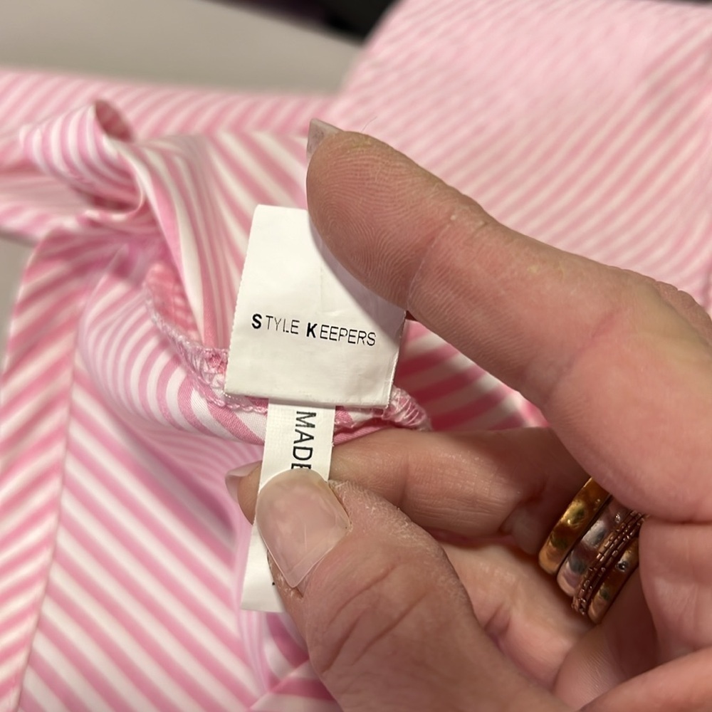 StyleKeepers Pink and White Stripe One Shoulder Long Sleeve Ruffle Top Size Sm - Picture 9 of 9